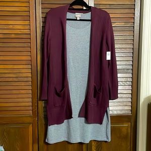 J. J Jill stretch heather gray shift t shirt dress cap dolman sleeves L large